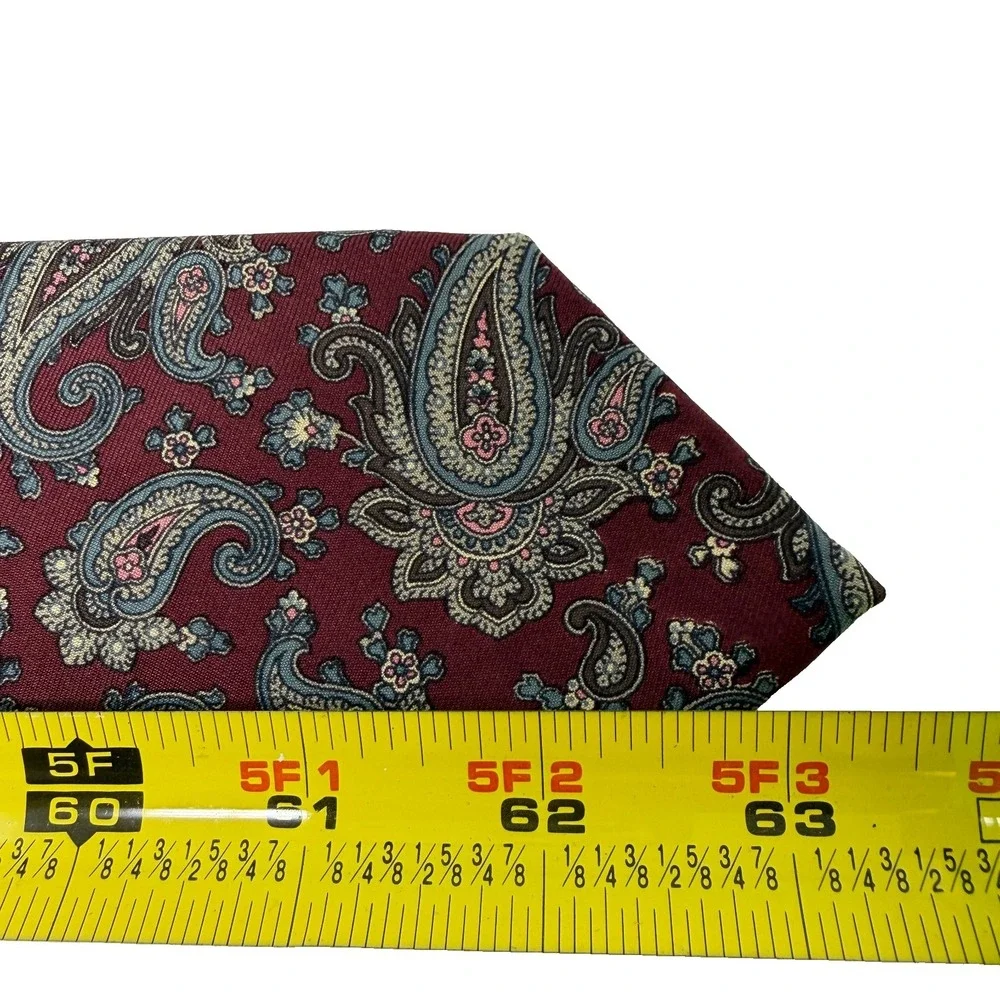 Robert Talbott Nordstrom Silk‎ Paisley Tie Red Blue Gold 63.5x3